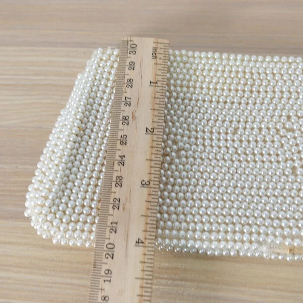 VINTAGE Boho Pearl Beaded Evening Clutch Bag Cream Art Deco Empress 70s Handmade
